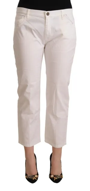 L'Autre Chose  Cotton Mid Waist Cropped blue Women's Jeans