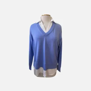 Layered V-Neck Sweater In Iris