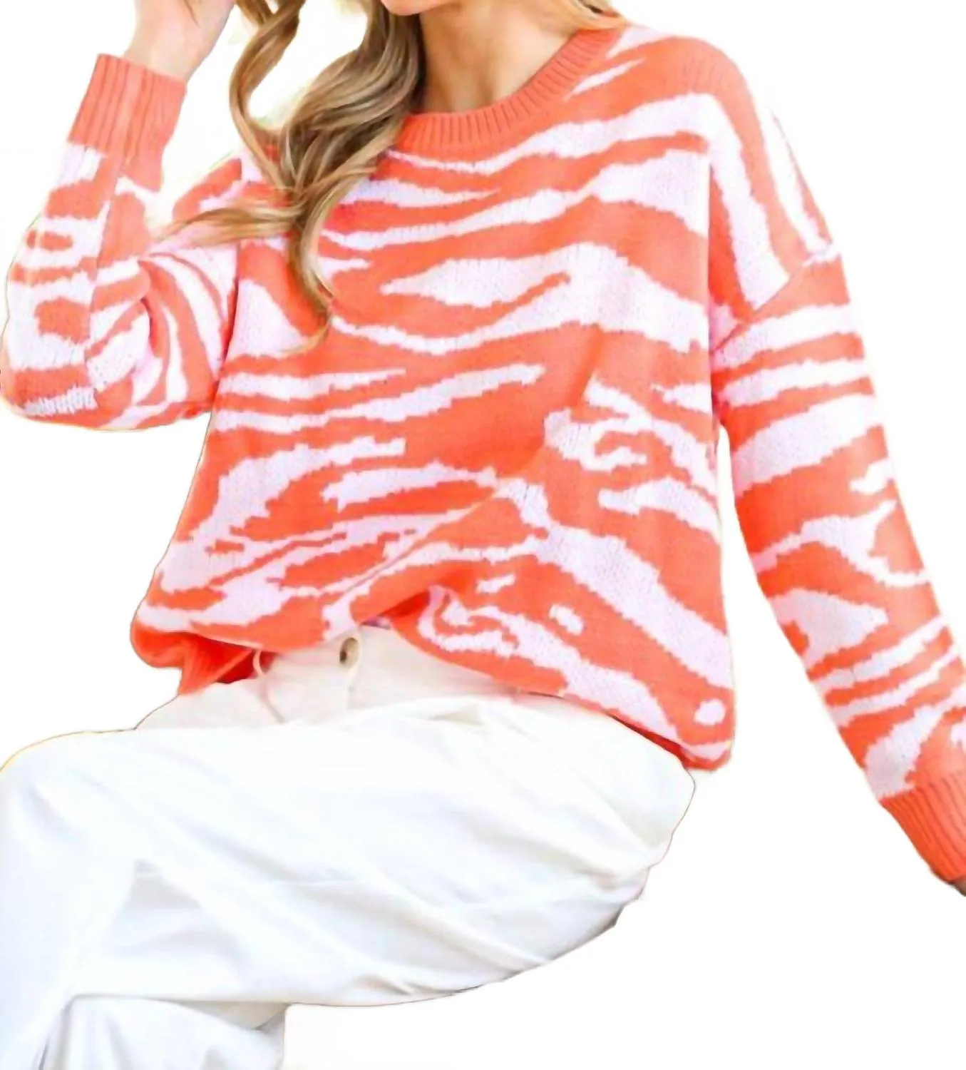 Le Tigre Sweater In Orange And White
