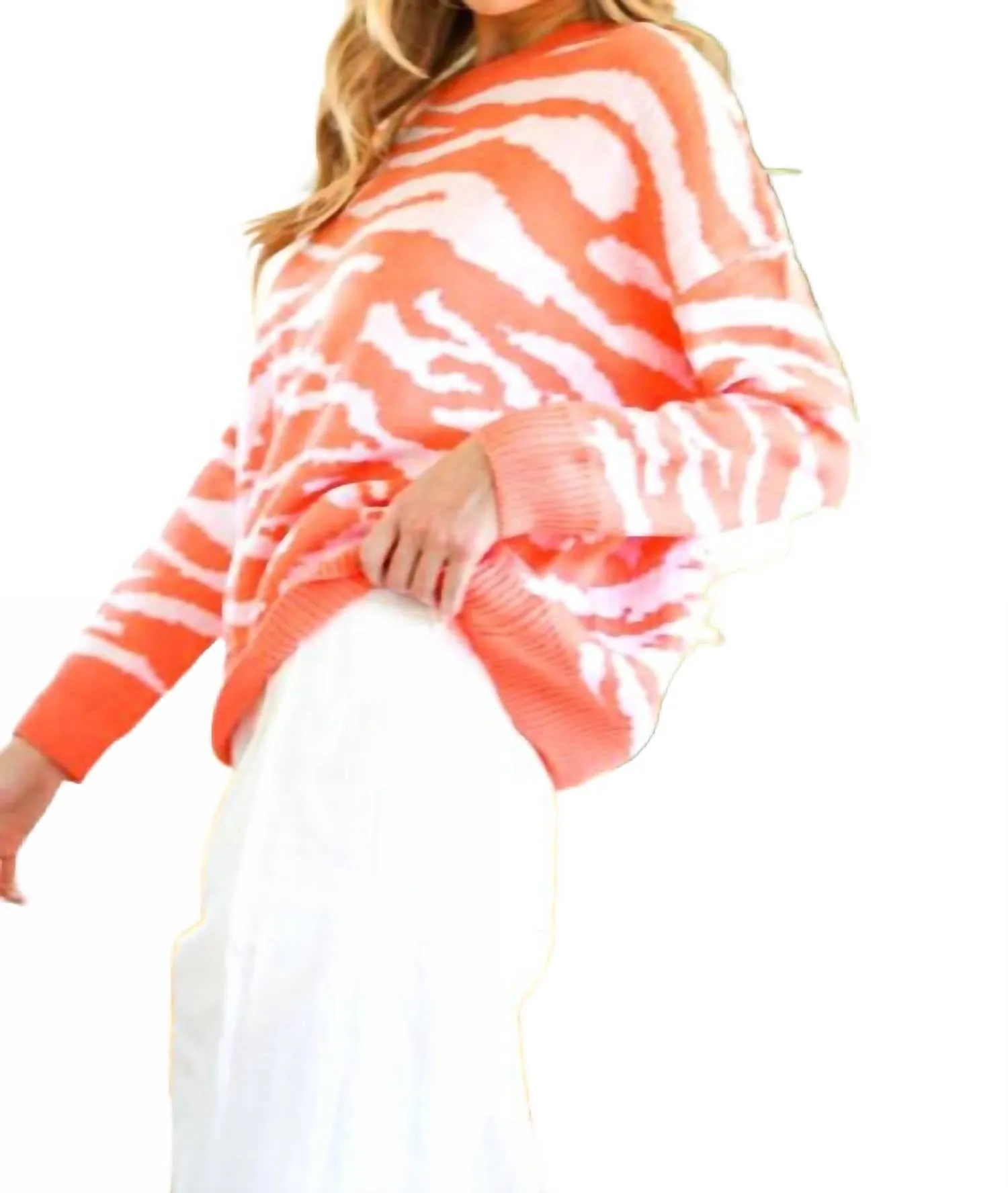 Le Tigre Sweater In Orange And White