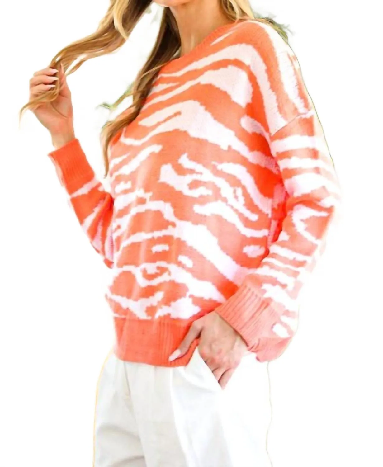 Le Tigre Sweater In Orange And White