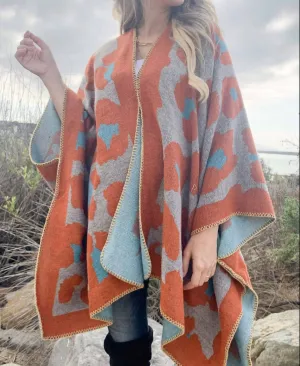Leopard Knitted Cardigan In Rust