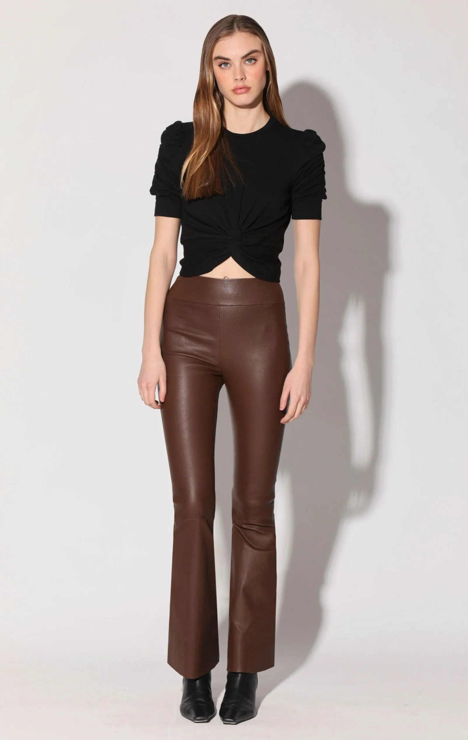 Lexie Pant, Walnut - Stretch Leather