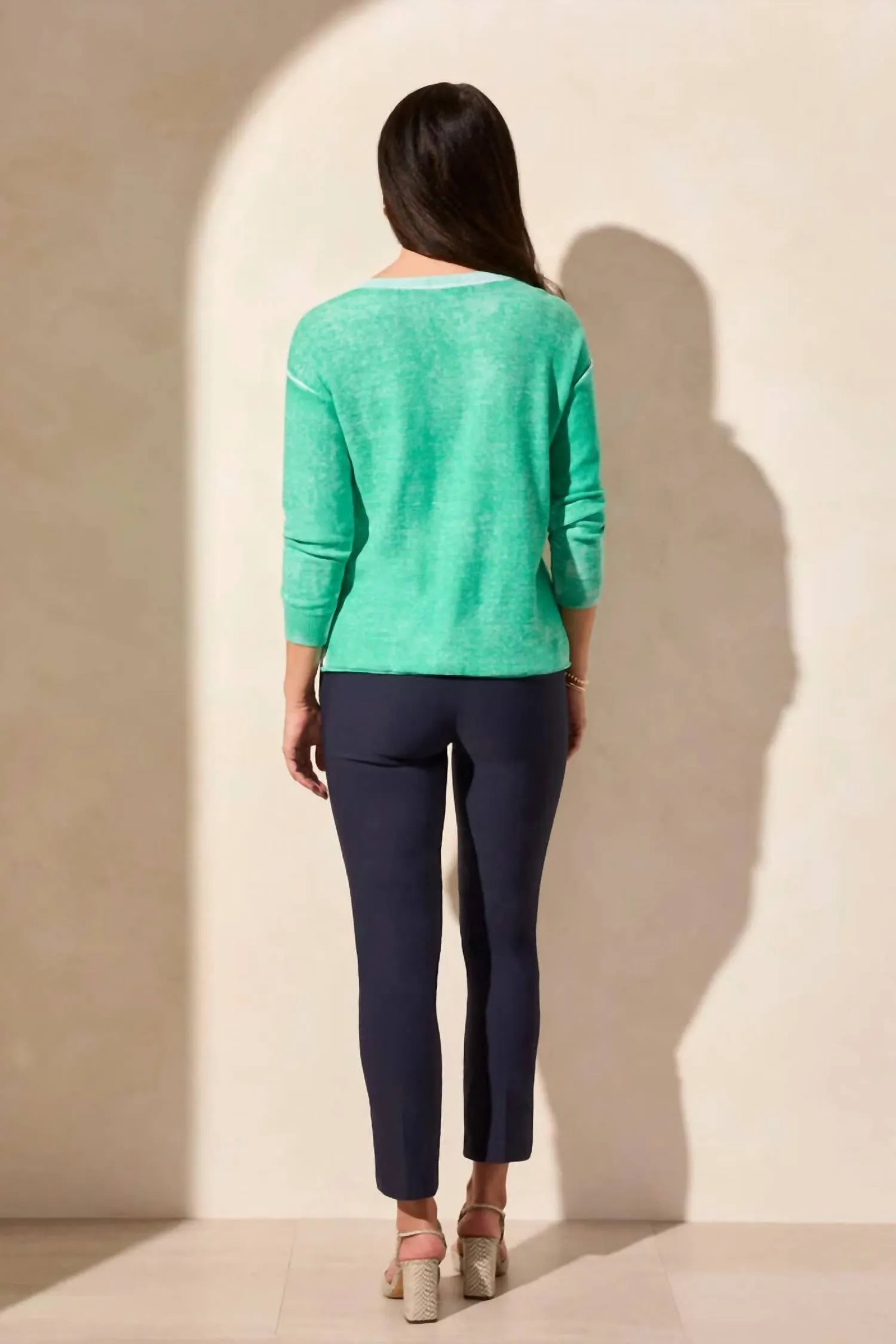 Lightweight Cotton V-Neck Sweater In Aqualand
