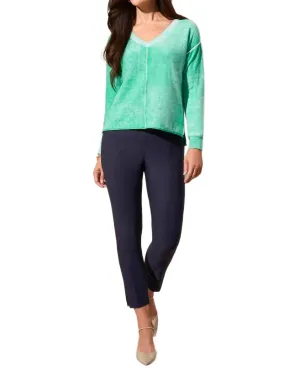 Lightweight Cotton V-Neck Sweater In Aqualand