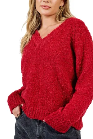 Limelight V Neck Sweater In Red