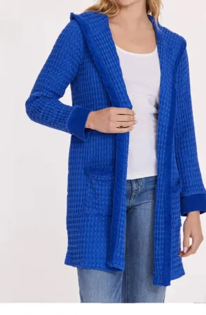 Long Sleeve Hooded Cardi In Blue