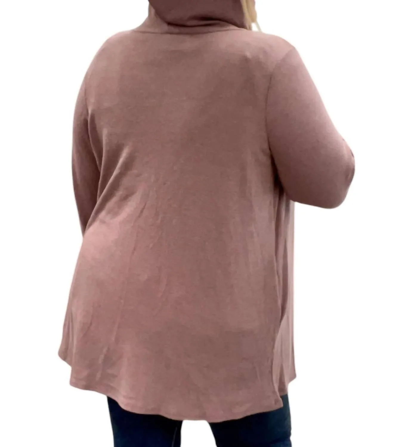 Long Sleeve Hooded Cardigan In Mulberry