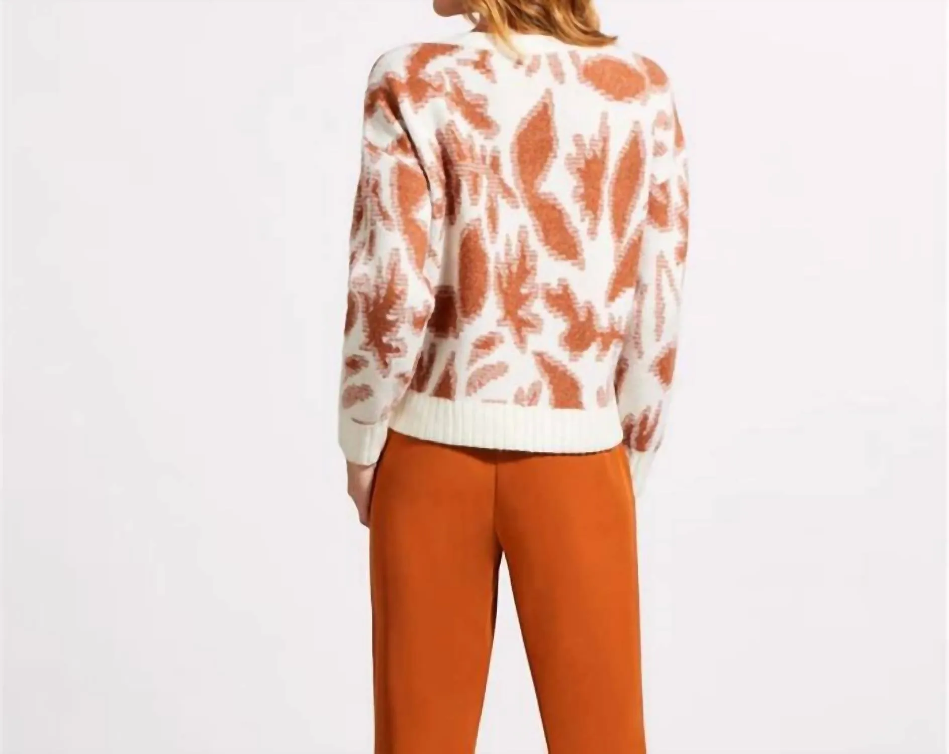Long Sleeve Jacquard Sweater In Dark Desert