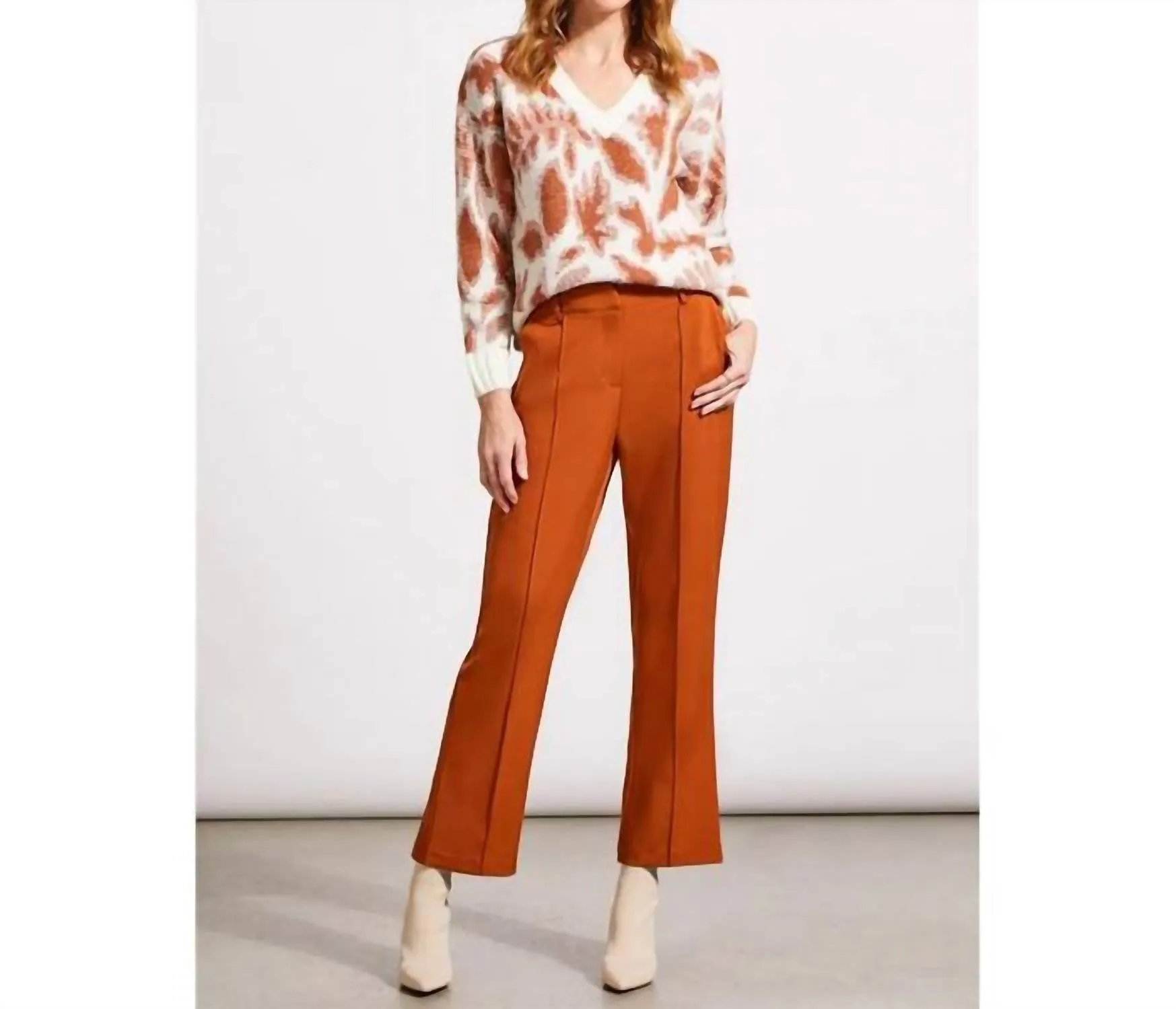 Long Sleeve Jacquard Sweater In Dark Desert
