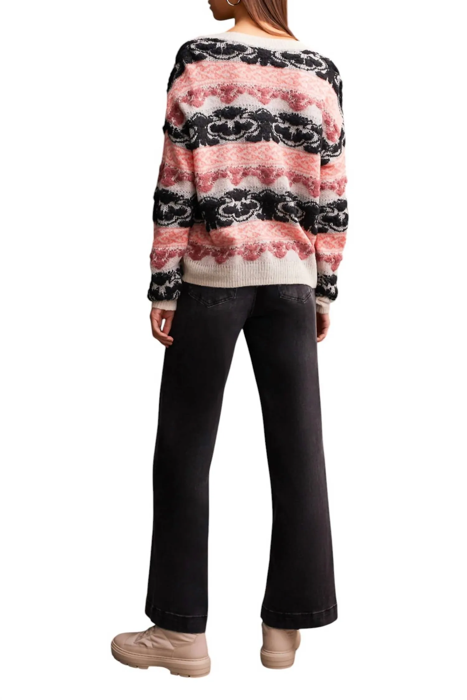 Looped Yarn Sweater In Eggshell Multi