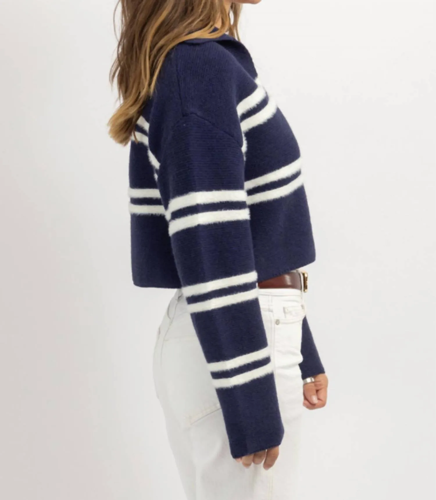 Louis Collared Sweater In Navy