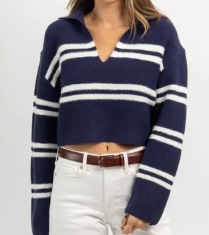Louis Collared Sweater In Navy