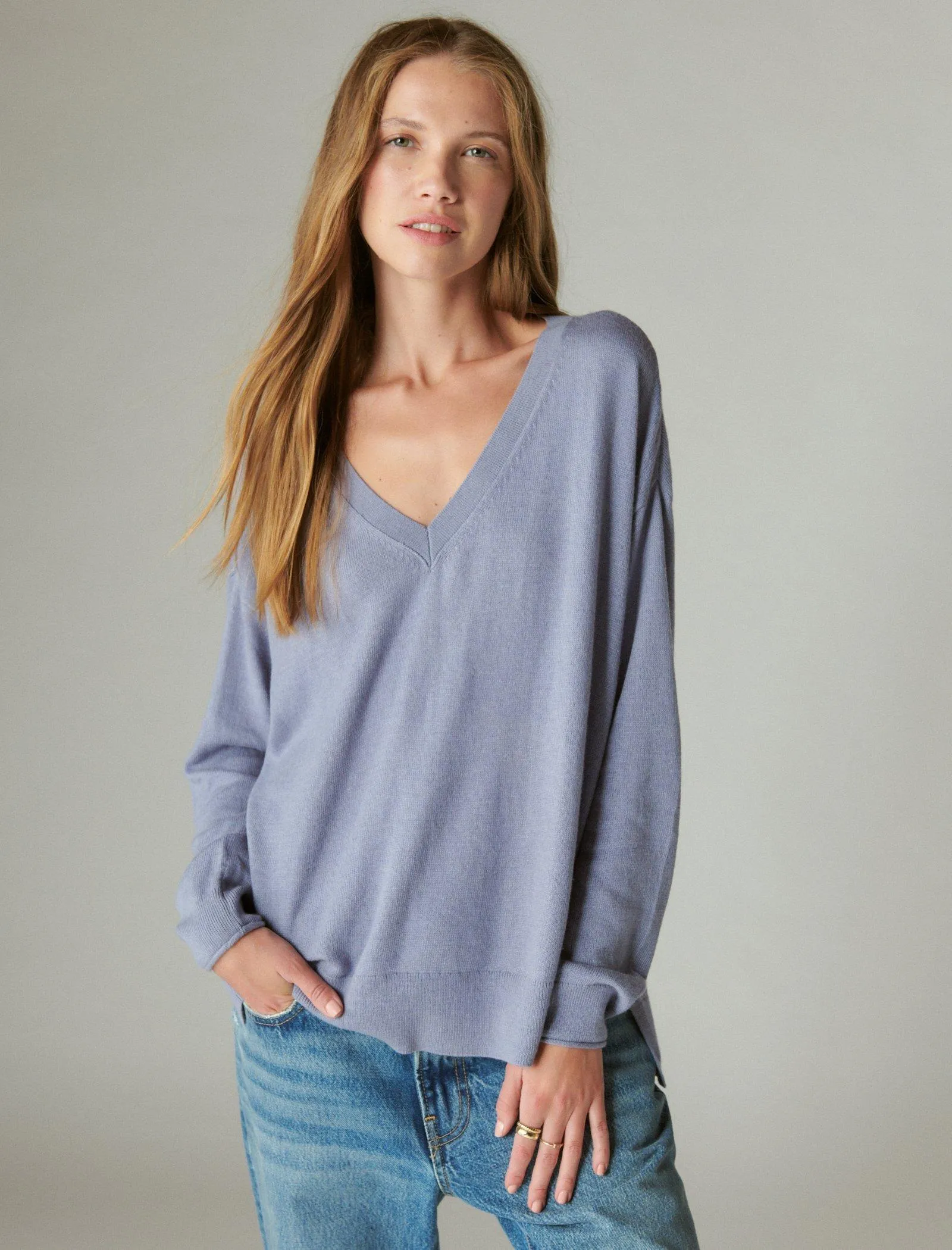 Lucky Brand Women's Cloud Soft V Neck Sweater