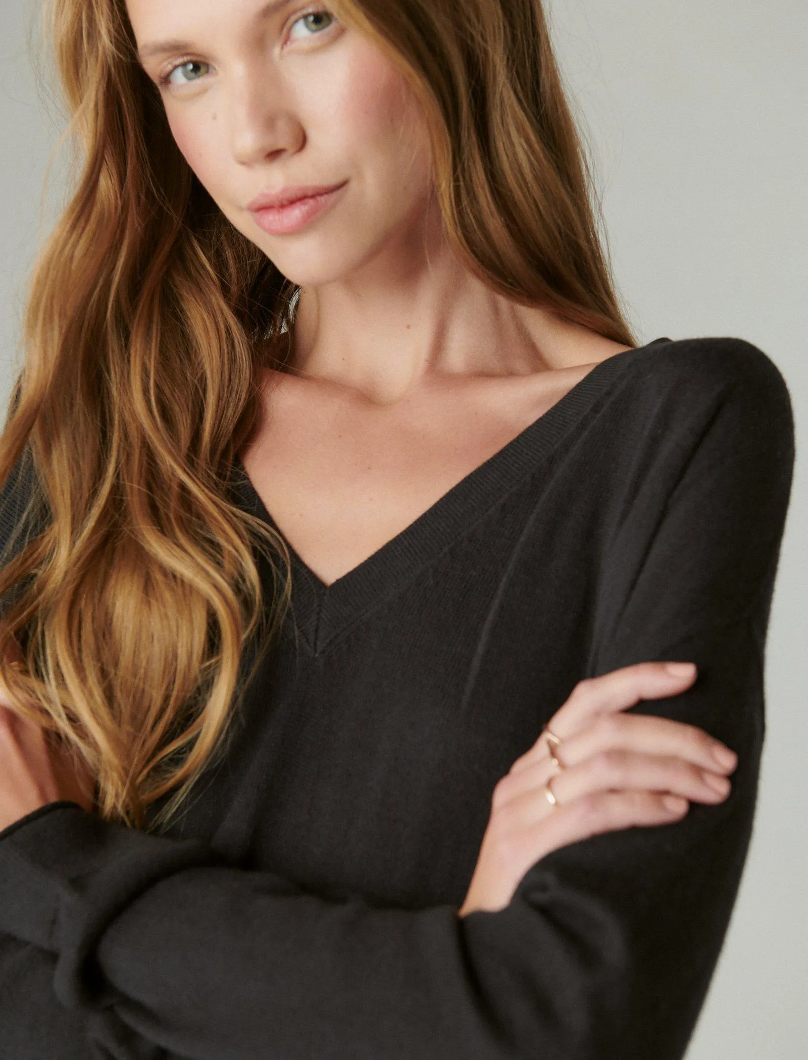 Lucky Brand Women's Cloud Soft V Neck Sweater