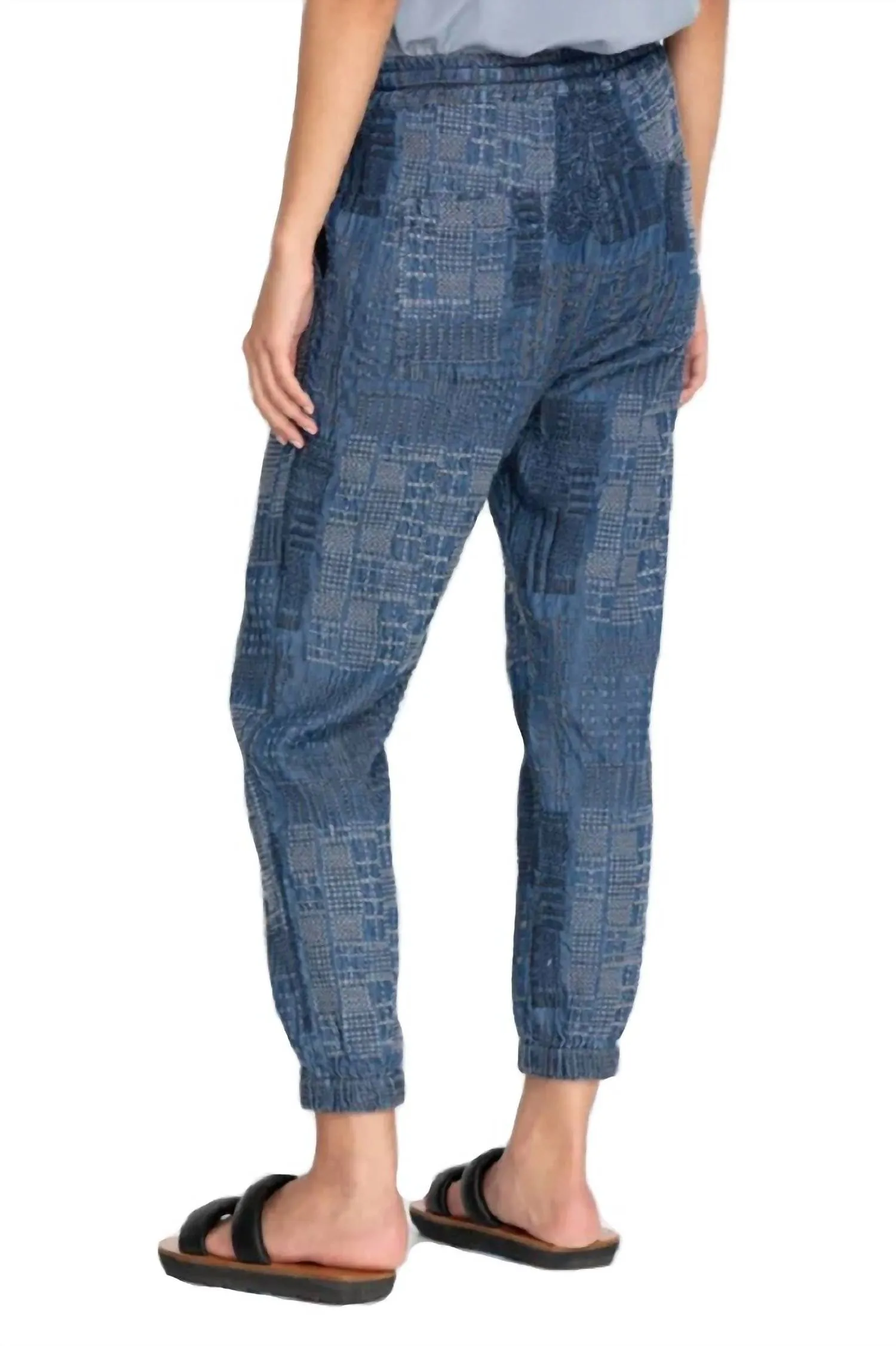 Luisa Embroidered Jogger In Denim Blue