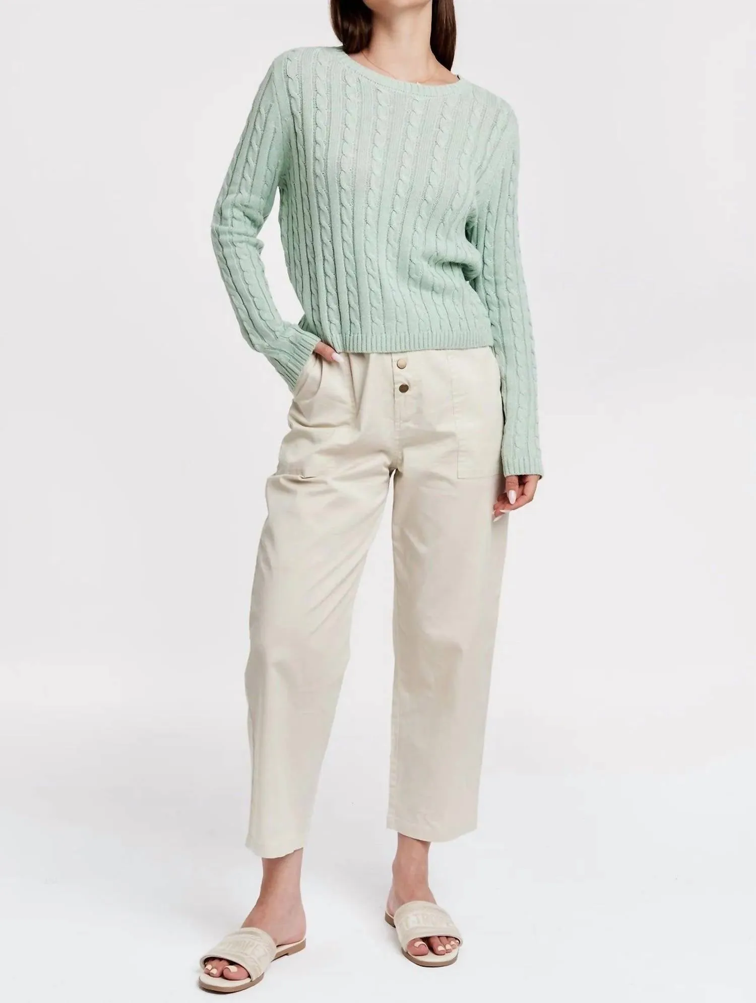 Lupe Cable Knit Sweater In Aquamarine