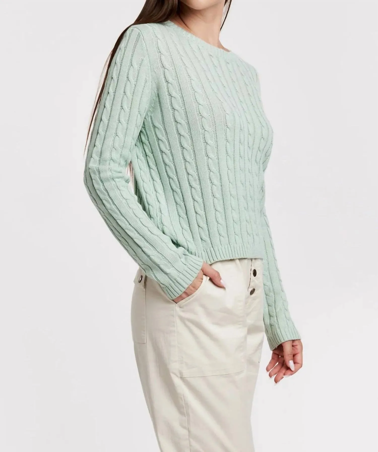 Lupe Cable Knit Sweater In Aquamarine