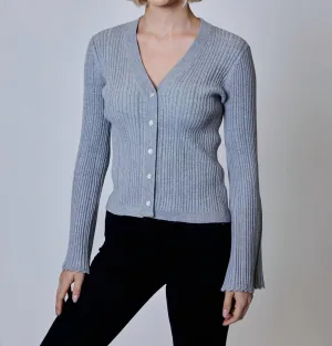 Lurex Front Cardigan In Heather Stone Combo