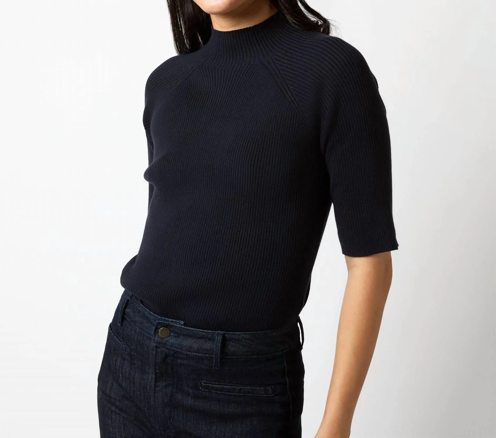Mackenzie Sweater In Navy Cotton/silk Yarn
