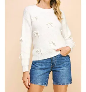 Madelina Bows Sweater In White