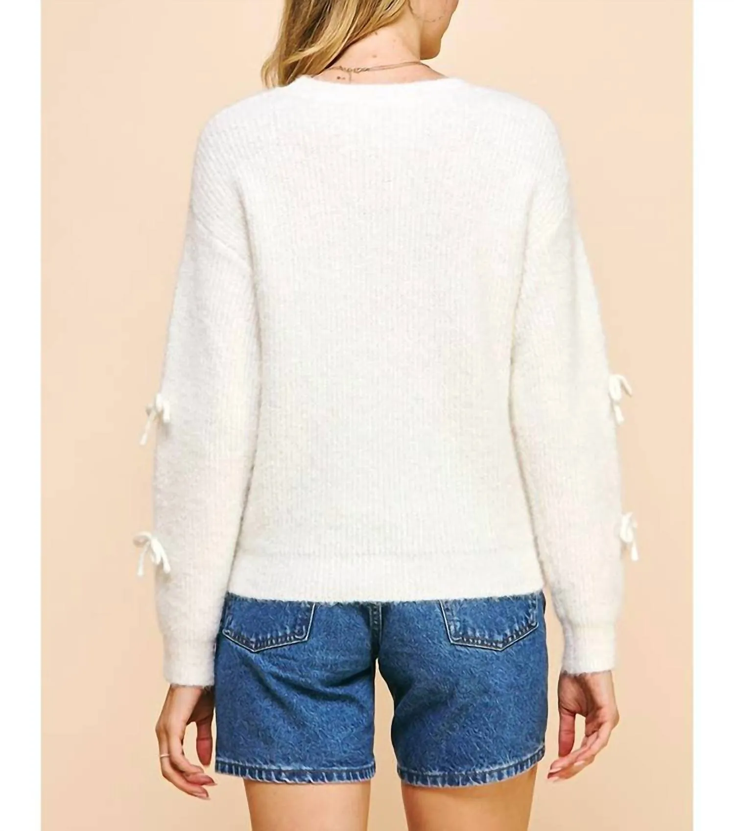 Madelina Bows Sweater In White