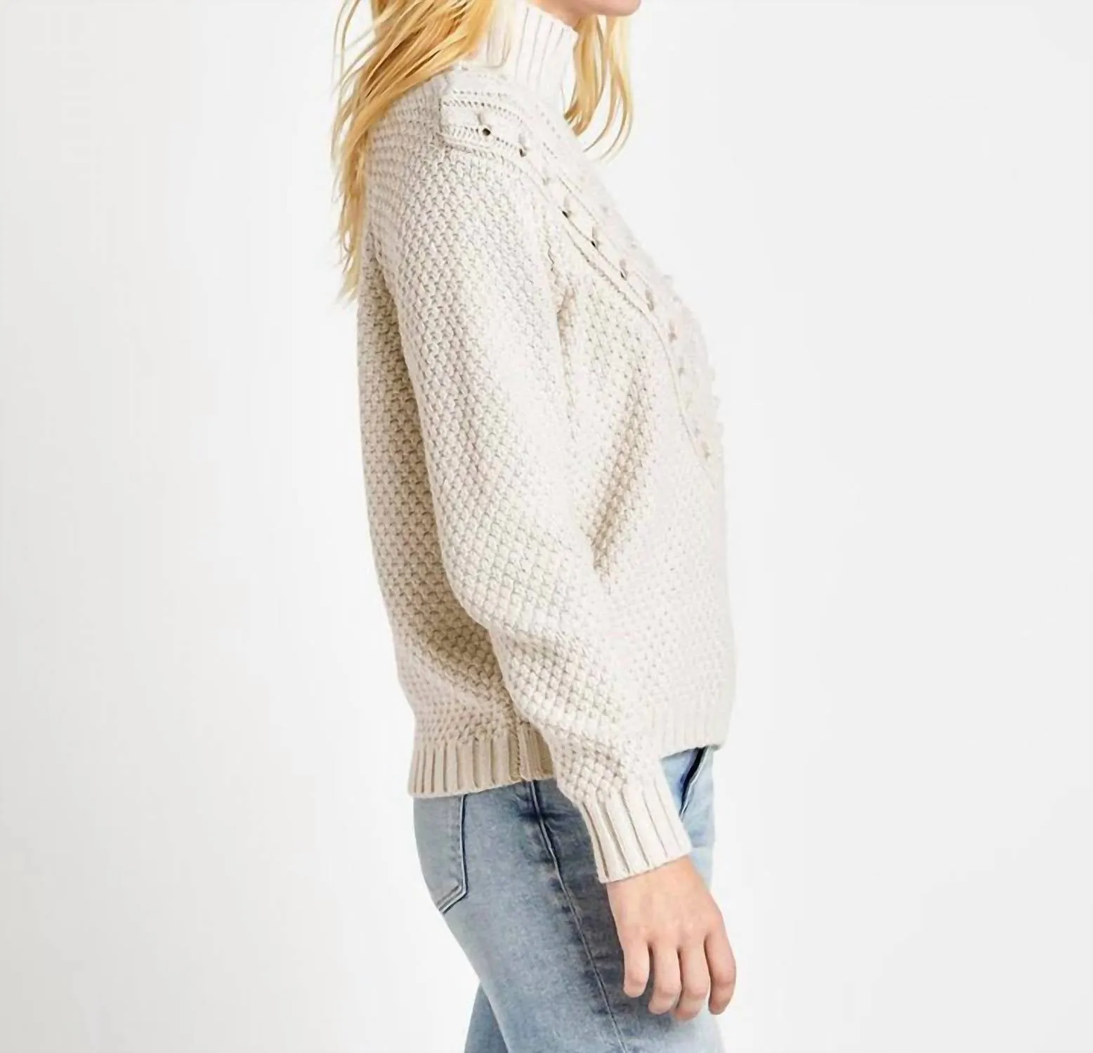 Maggie Sweater In White Sand