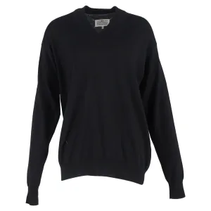 Maison Margiela V-Neck Sweater in Black Wool