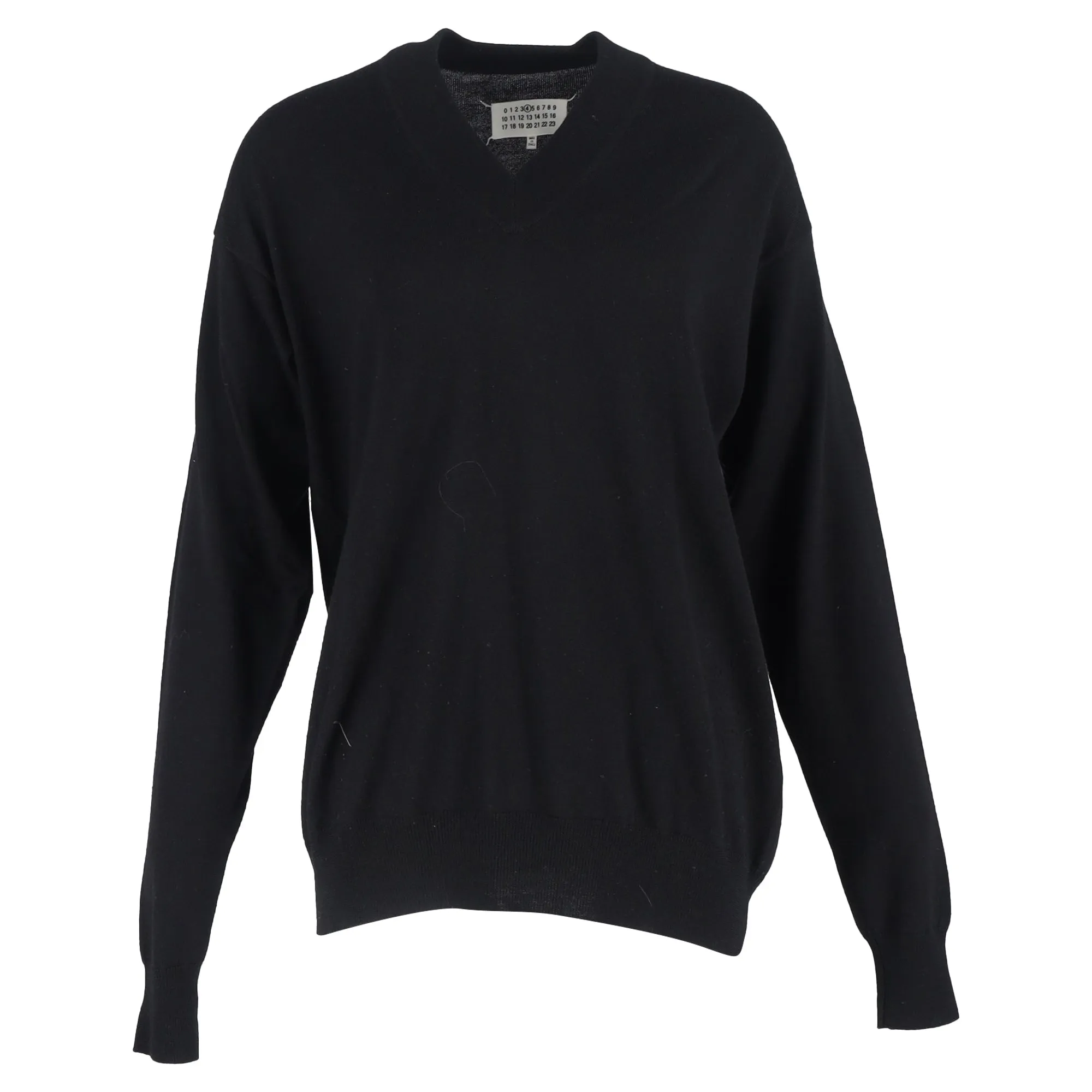 Maison Margiela V-Neck Sweater in Black Wool