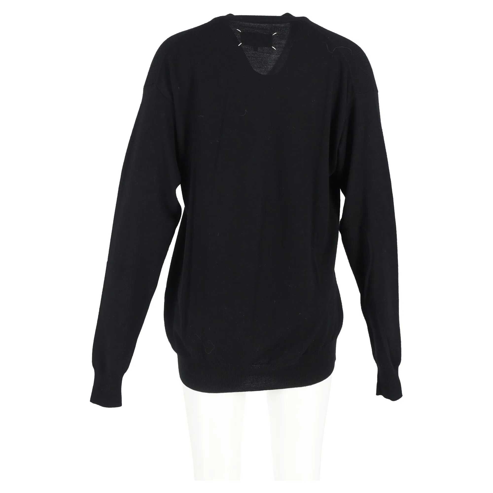 Maison Margiela V-Neck Sweater in Black Wool
