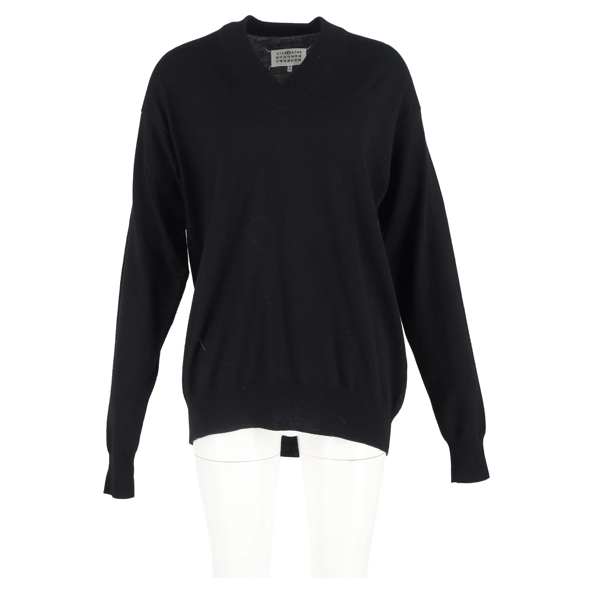 Maison Margiela V-Neck Sweater in Black Wool
