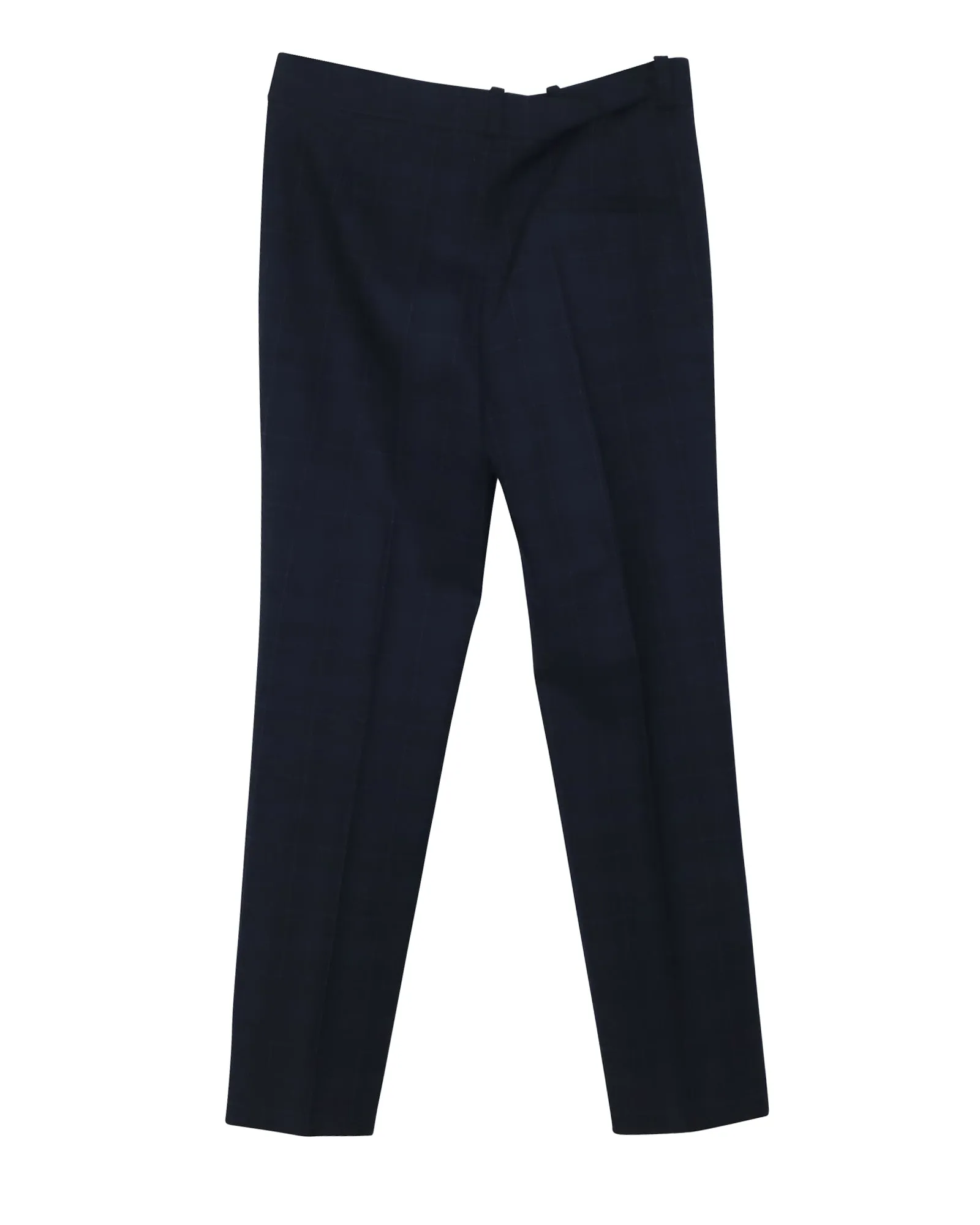 Maje Windowpane Checked Slim Fit Pants in Navy Blue Polyester
