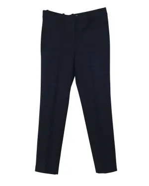 Maje Windowpane Checked Slim Fit Pants in Navy Blue Polyester