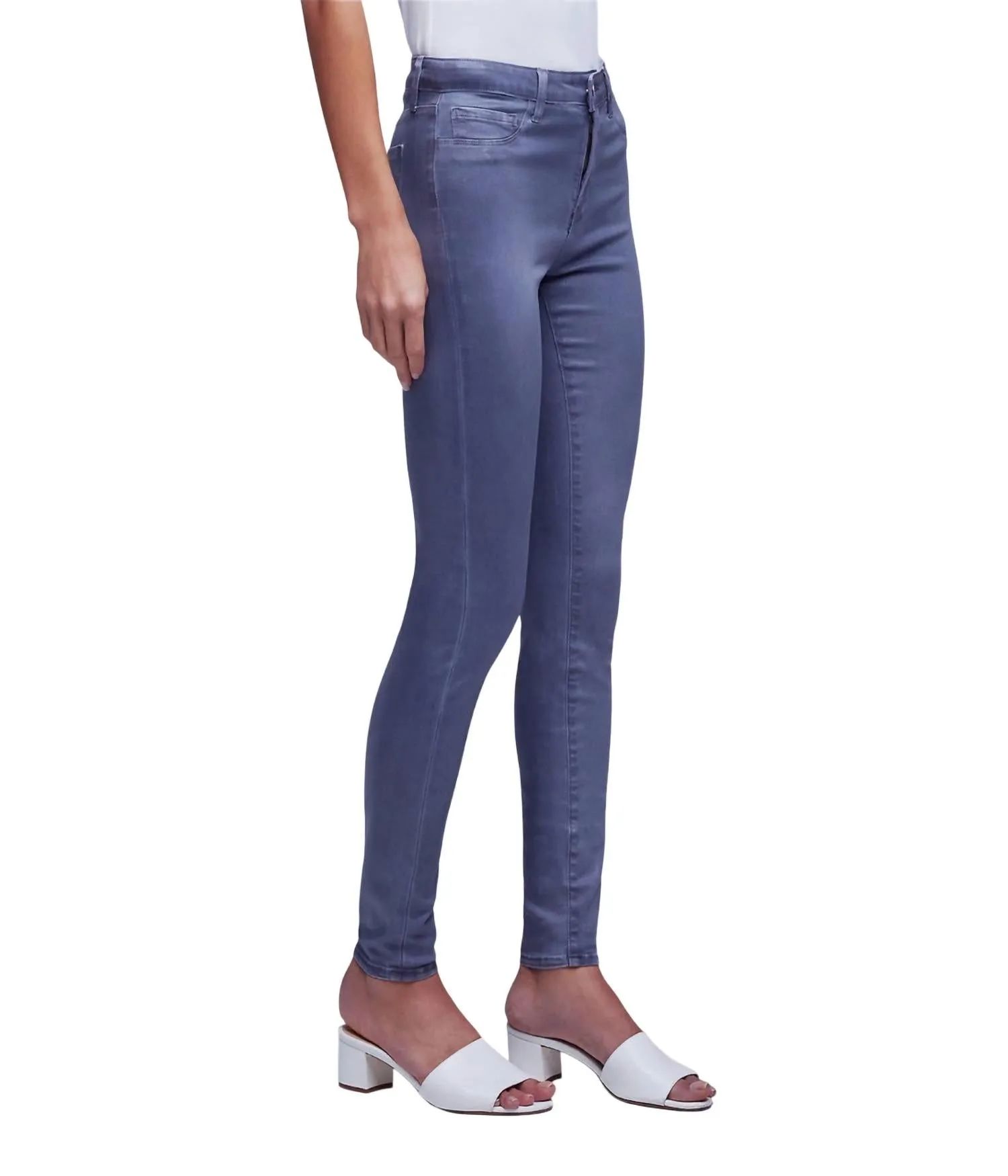 Marguerite Coated Skinny Jean In Gris Coated