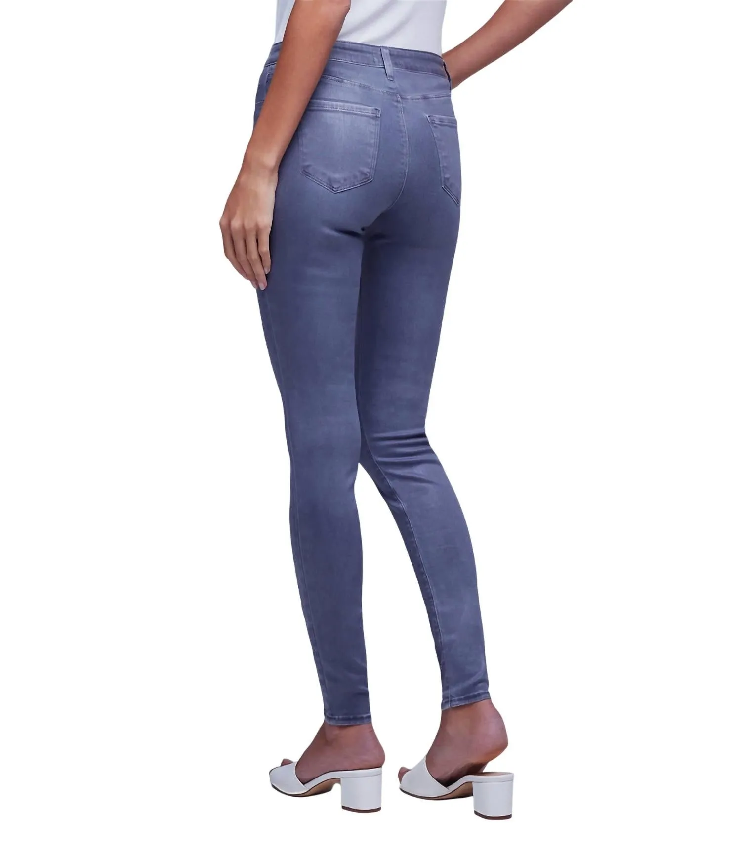 Marguerite Coated Skinny Jean In Gris Coated