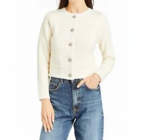 Marielle Button Cardigan In Ivory