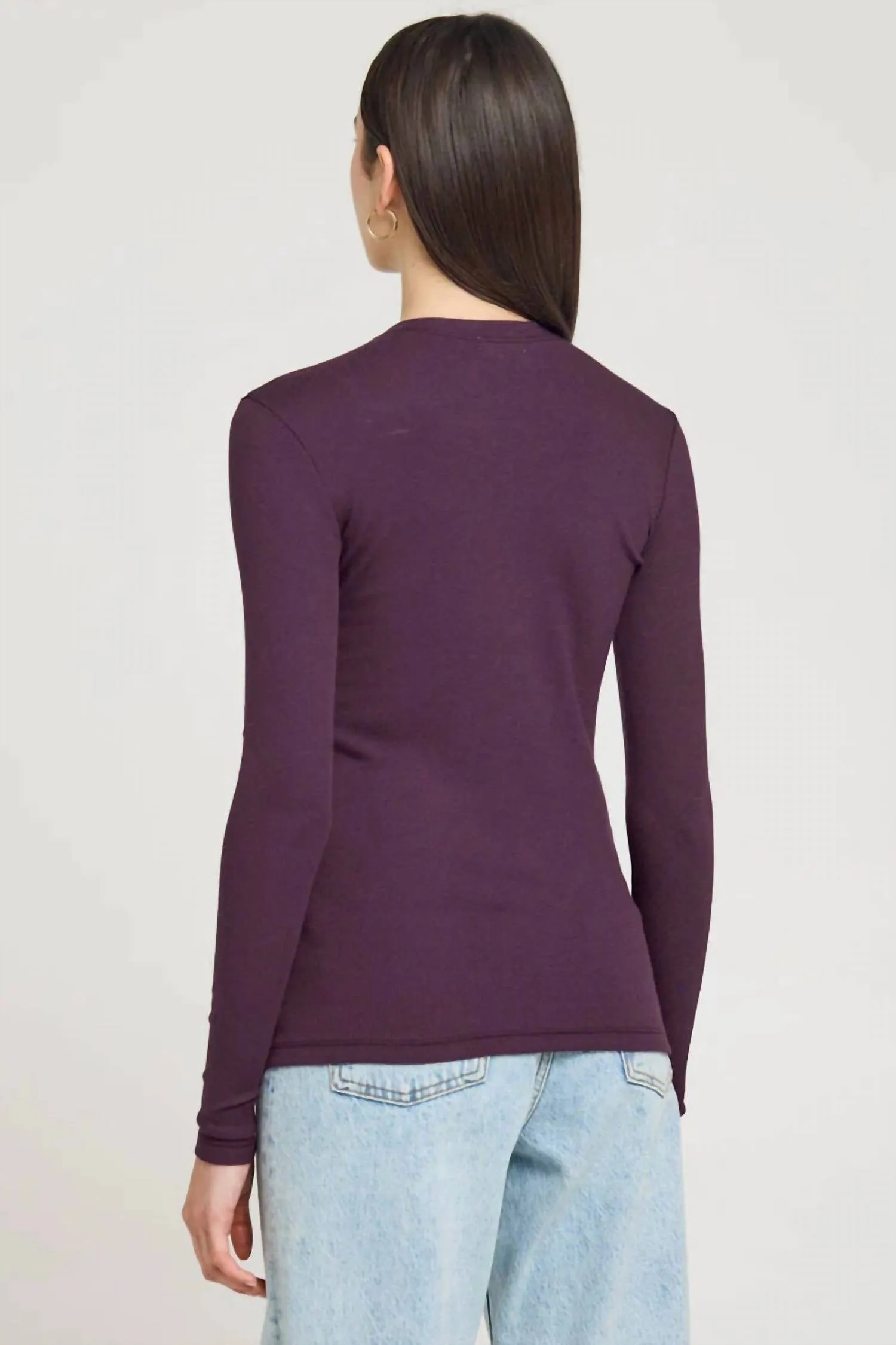 Marina Ribbed Cardigan In Aubergine