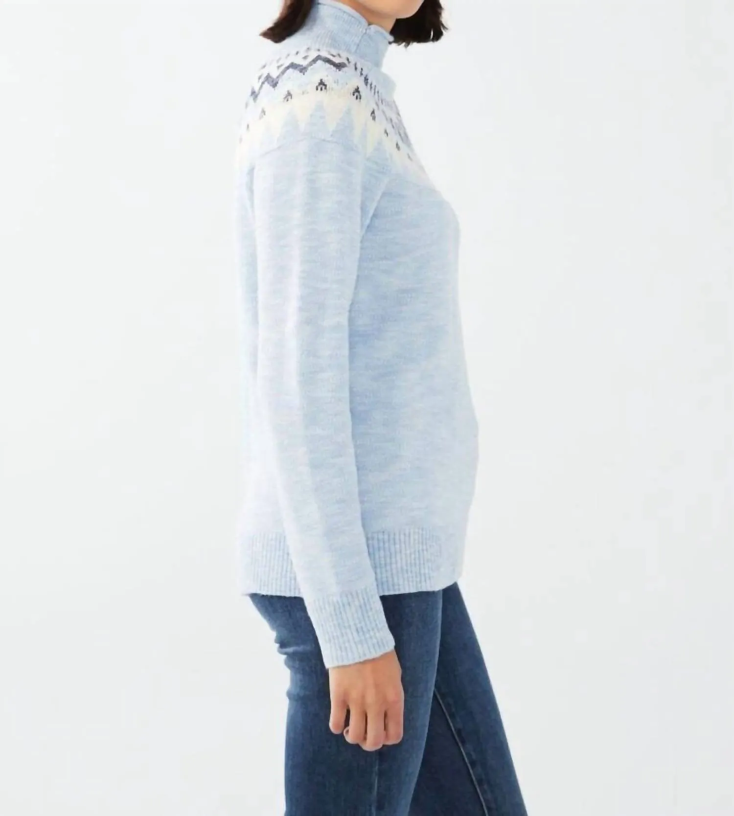 Marled Fare Isle Sweater In Indigo