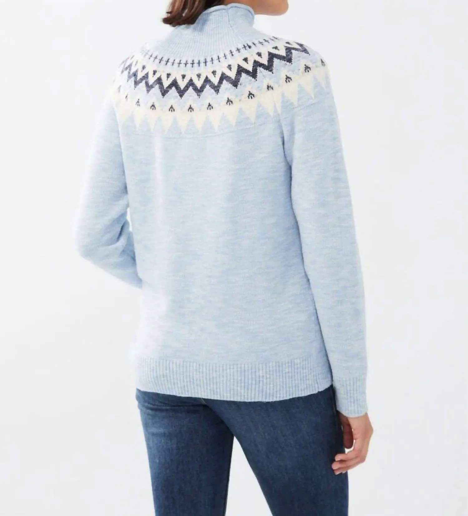 Marled Fare Isle Sweater In Indigo