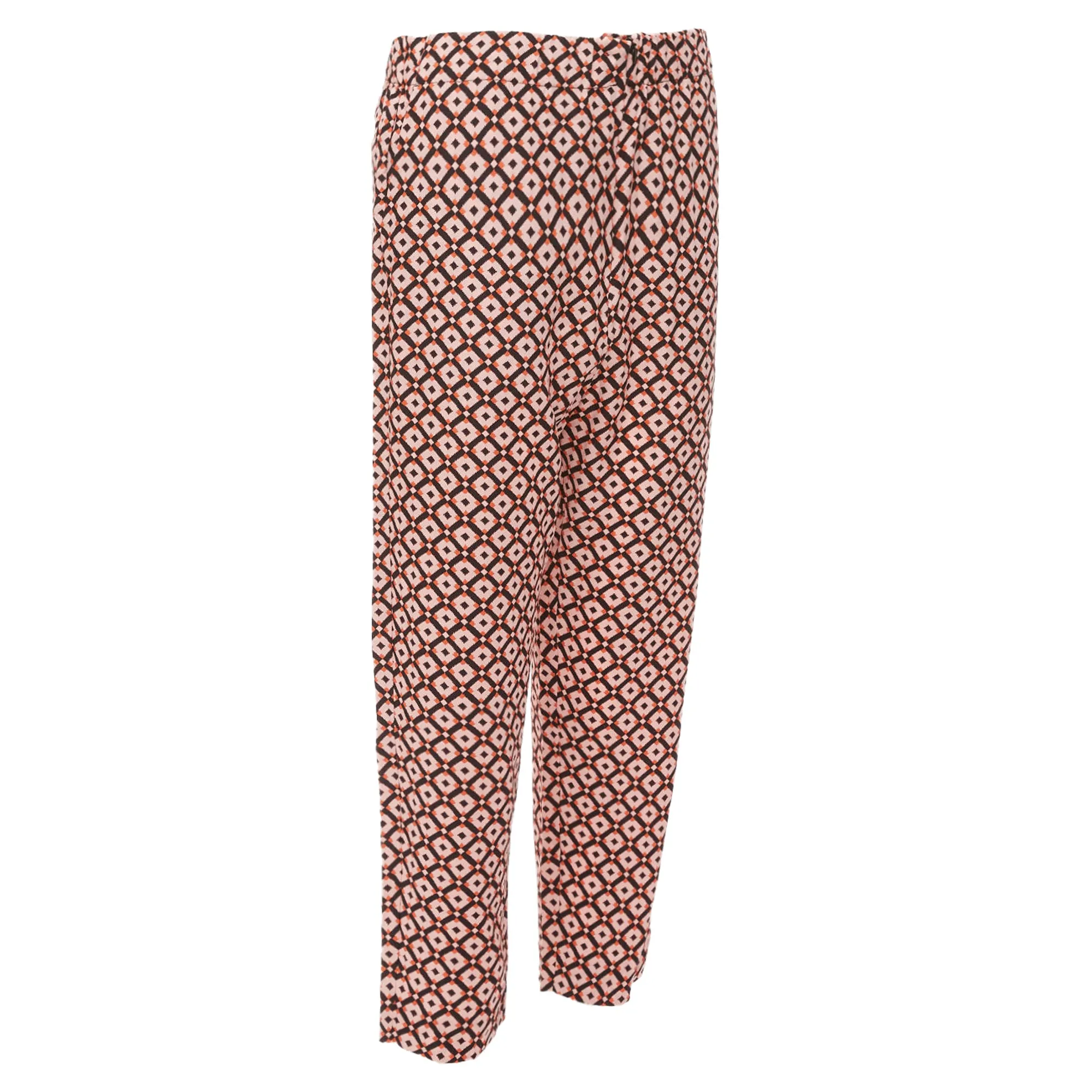 Marni Silk Geometric Print Elastic Waist Cropped Pants