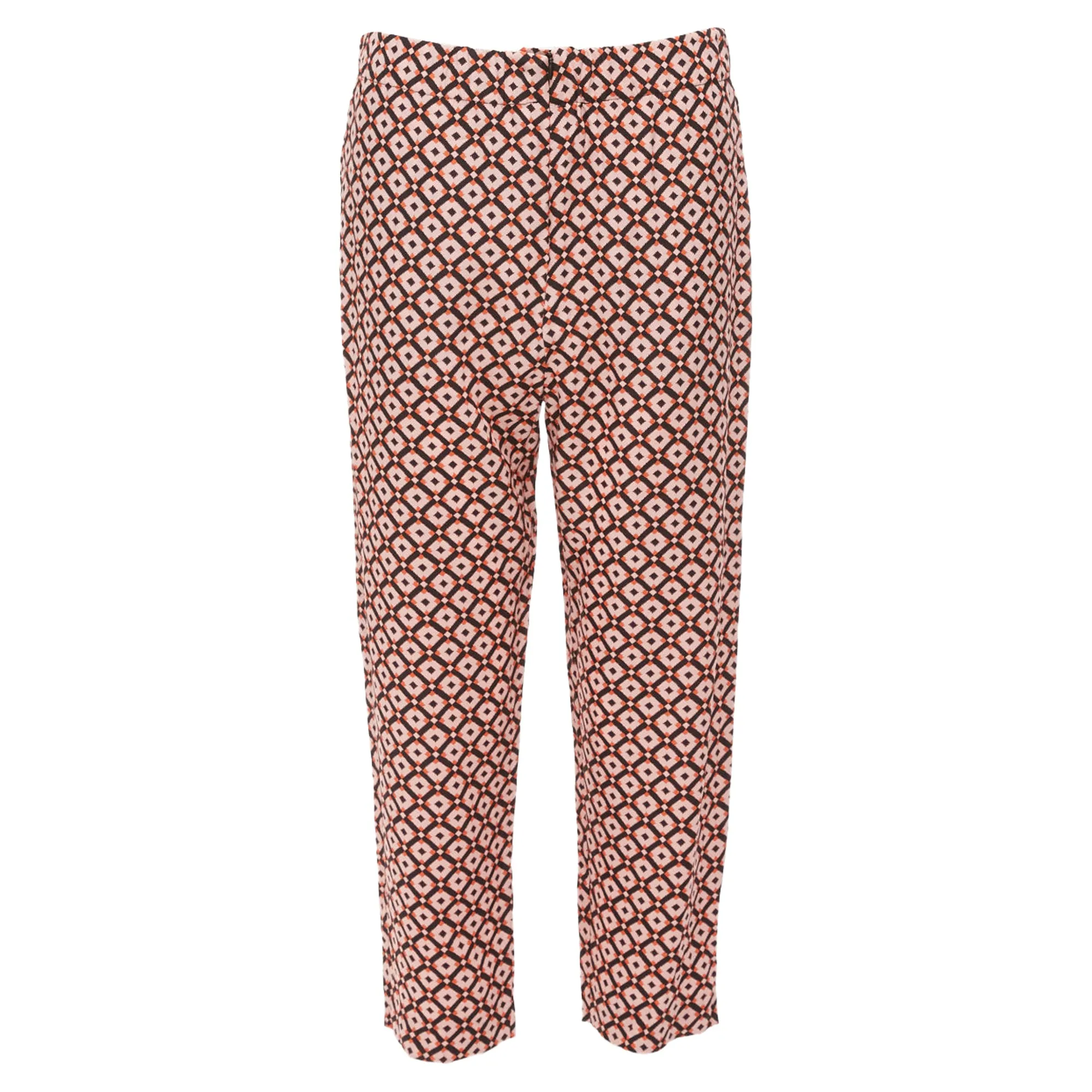 Marni Silk Geometric Print Elastic Waist Cropped Pants