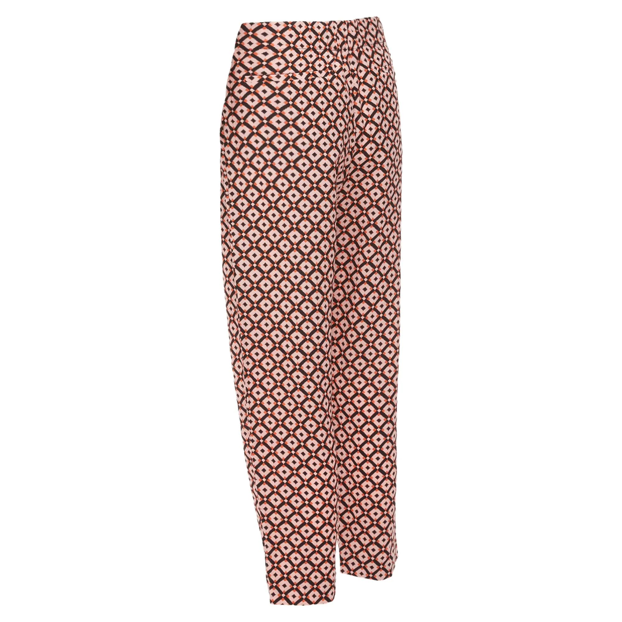 Marni Silk Geometric Print Elastic Waist Cropped Pants