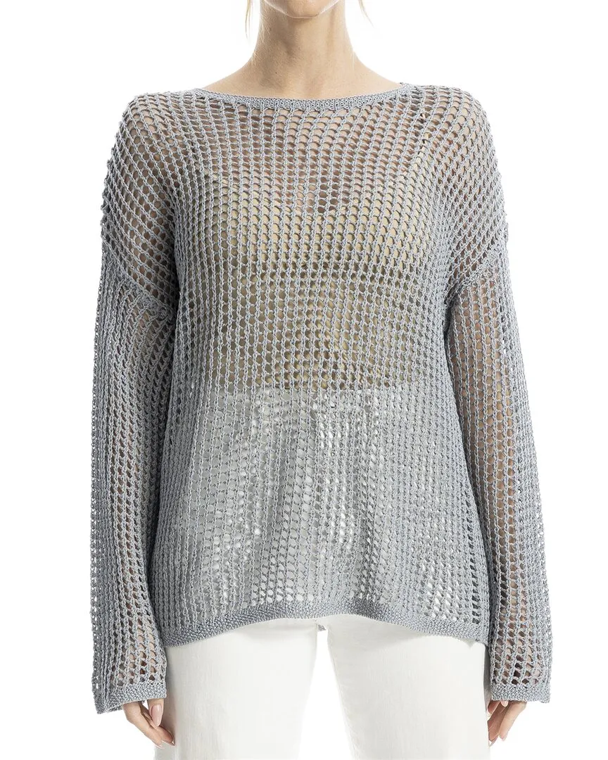 Max Studio Open Weave Linen-Blend Pullover