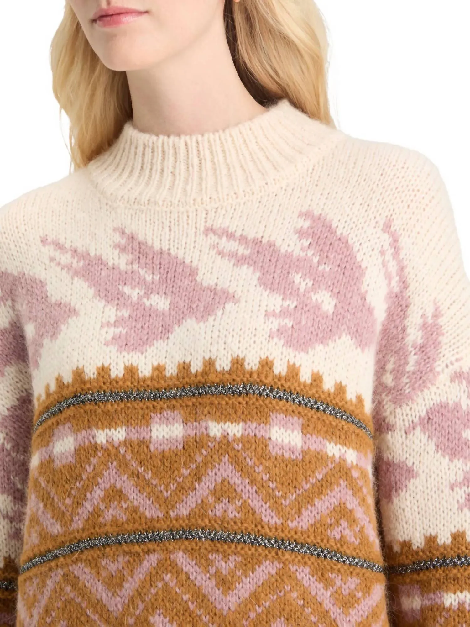 Metallic Fair Isle Pullover Sweater
