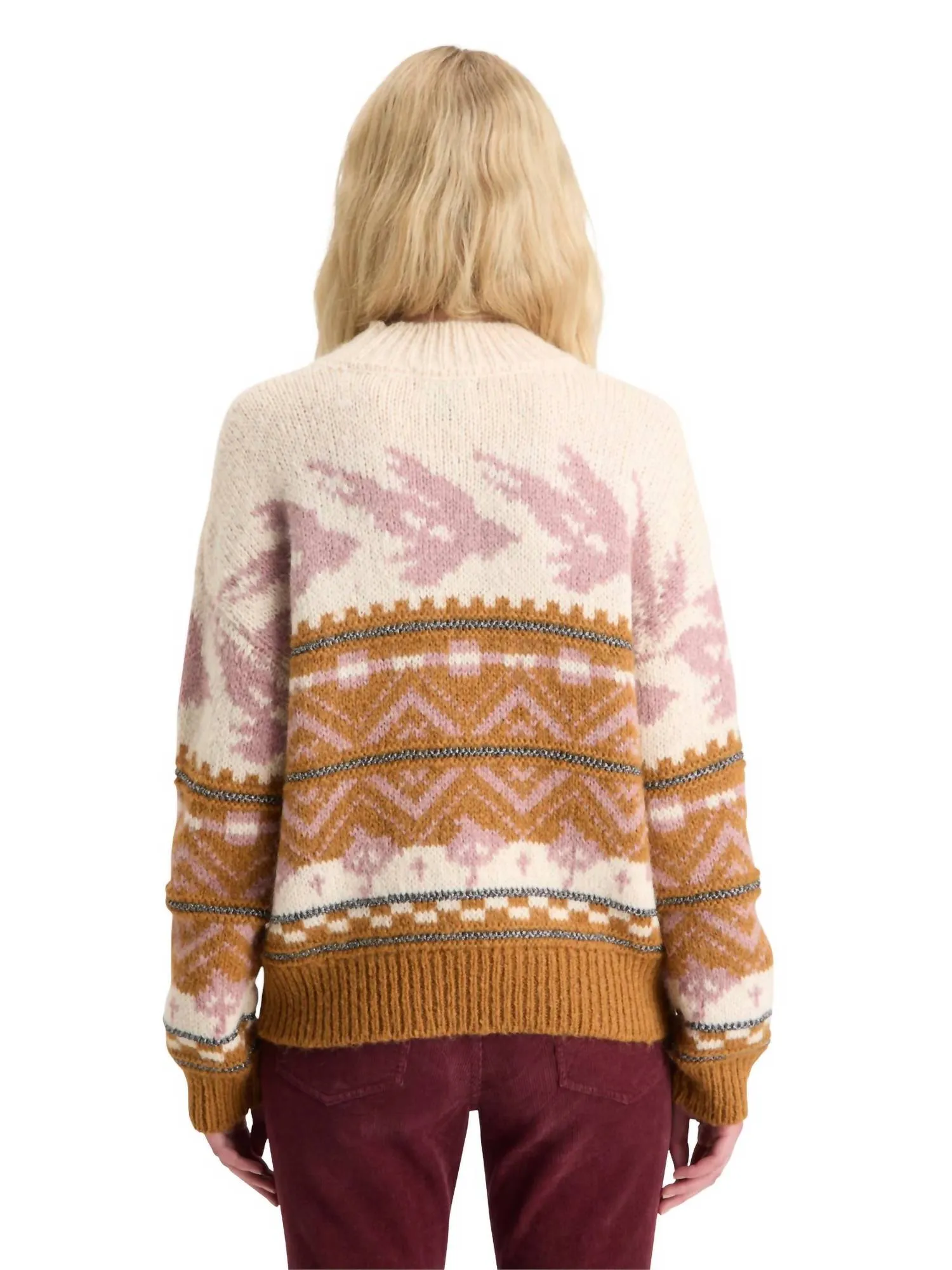 Metallic Fair Isle Pullover Sweater