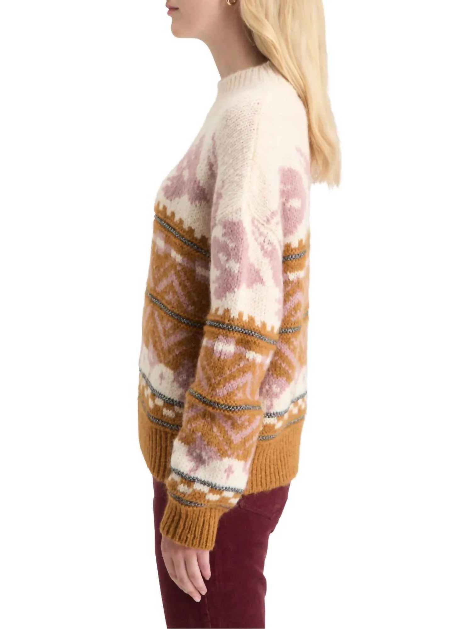 Metallic Fair Isle Pullover Sweater