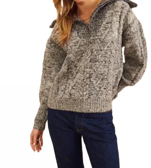Micah Quarter Zip Sweater In Arctic Fox