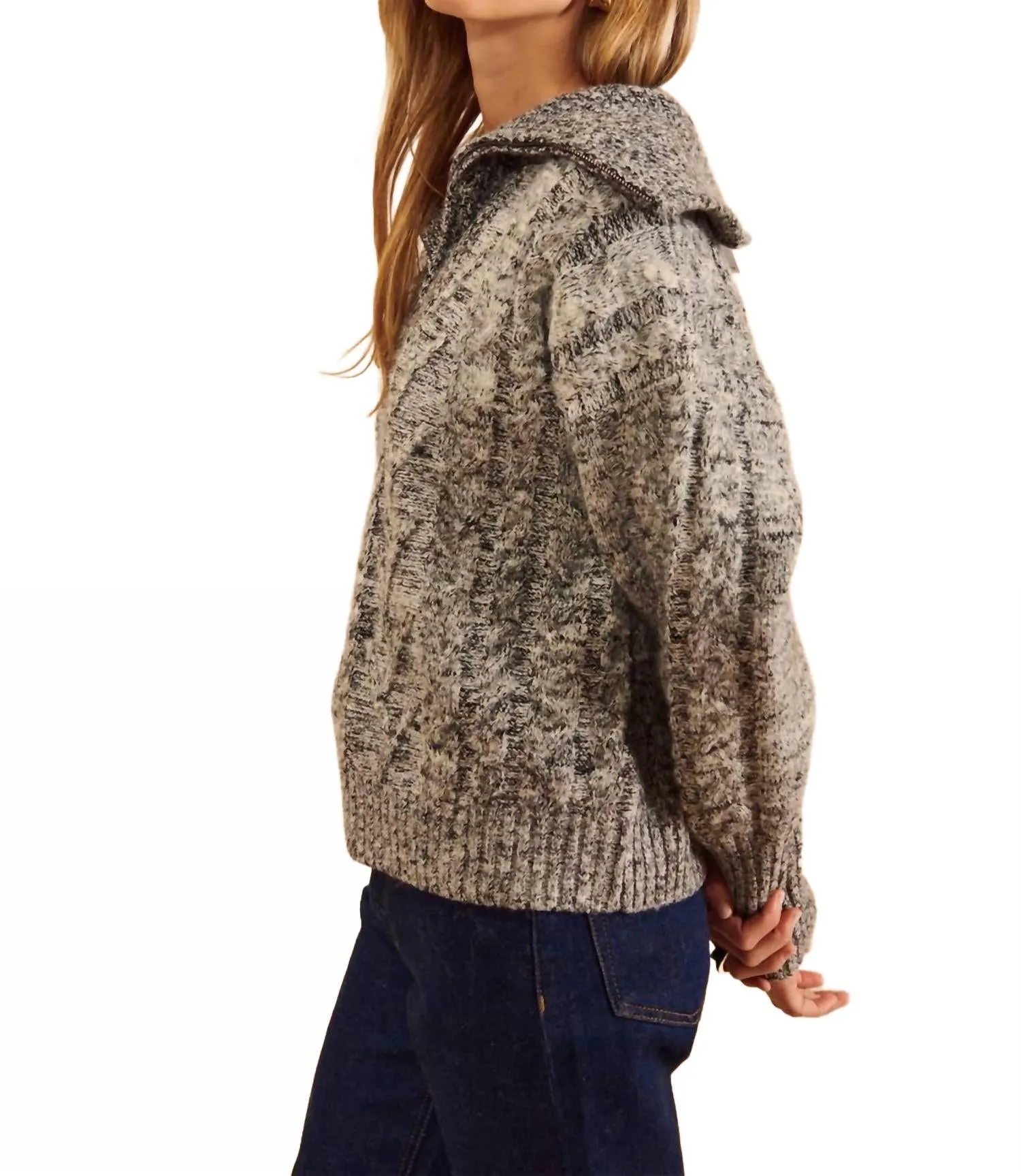 Micah Quarter Zip Sweater In Arctic Fox