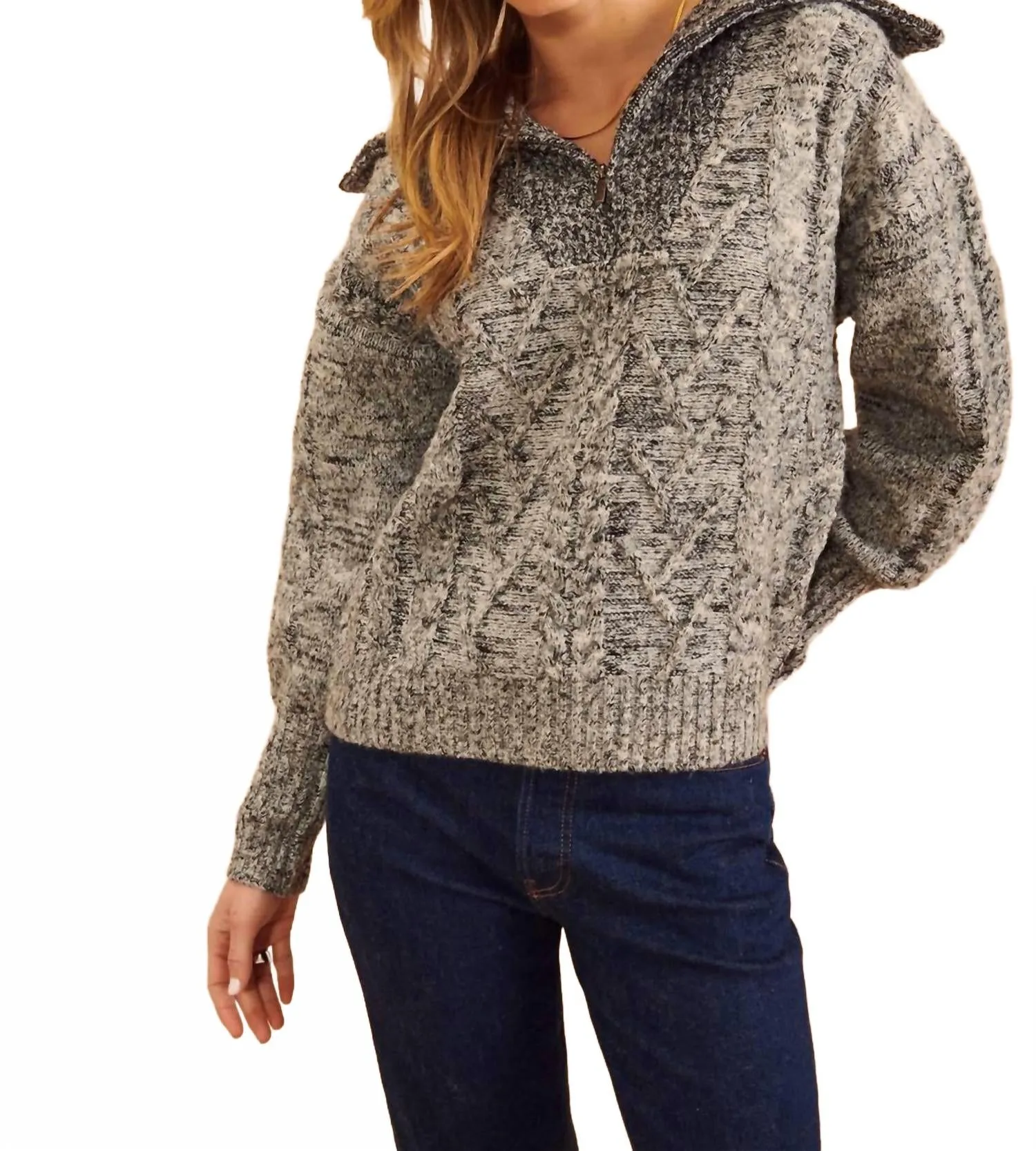 Micah Quarter Zip Sweater In Arctic Fox