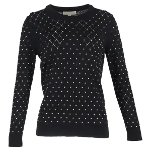 Michael Kors Beaded Lasercut Sweater in Black Viscose